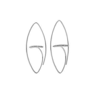 Gossamer Floting Diamond Bar Oval Earring M