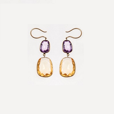 Organic Gems ピアス2P(S×L) シトリン×アメシスト | BIJOUX THREEC ...