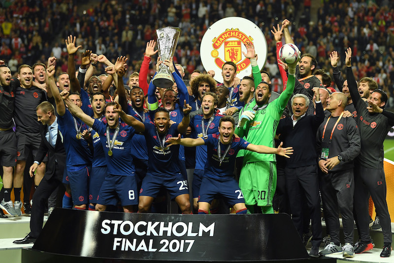 STOCKHOLM, SWEDEN - MAY 24:  Wayne Rooney of Manchester United lifts The Europa League trophy after the UEFA Europa League Final between Ajax and Manchester United at Friends Arena on May 24, 2017 in Stockholm, Sweden.  (Photo by Mike Hewitt/Getty Images)