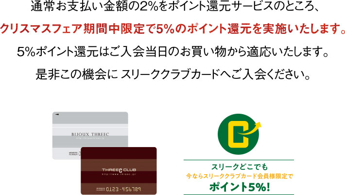 スリーク全店、全ブランドで無金利クレジットを実施！